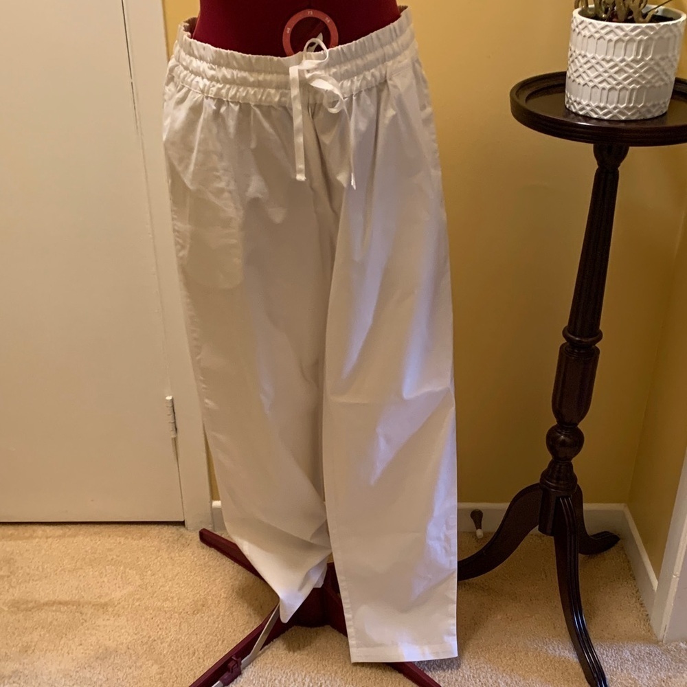 Stefanel WIDE-LEG - Trousers - drawstring - optical white